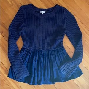 NFS NATALIE Splendid navy top peplum style & knit sweater 10